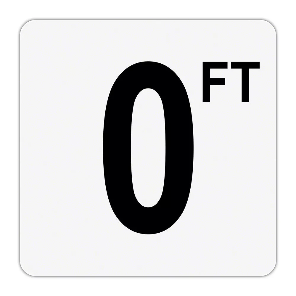 0 FT – Plastic Overlay Depth Marker – 6 x 6 Inch with 4 Inch Lettering