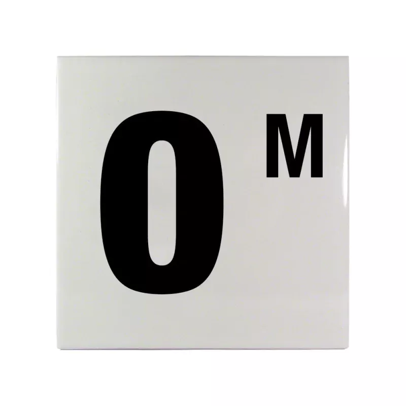 0 M Ceramic Smooth Tile Depth Marker 6 Inch x 6 Inch with 4 Inch Lettering
