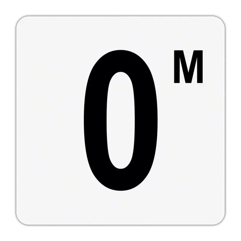 0 M – Plastic Overlay Depth Marker – 6 x 6 Inch with 4 Inch Lettering
