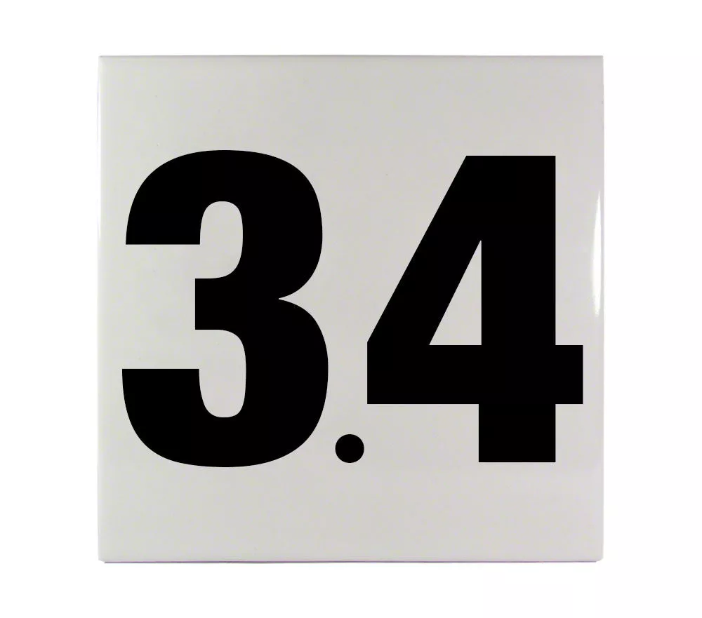3.4 Ceramic Smooth Tile Depth Marker 6 Inch x 6 Inch with 4 Inch Lettering