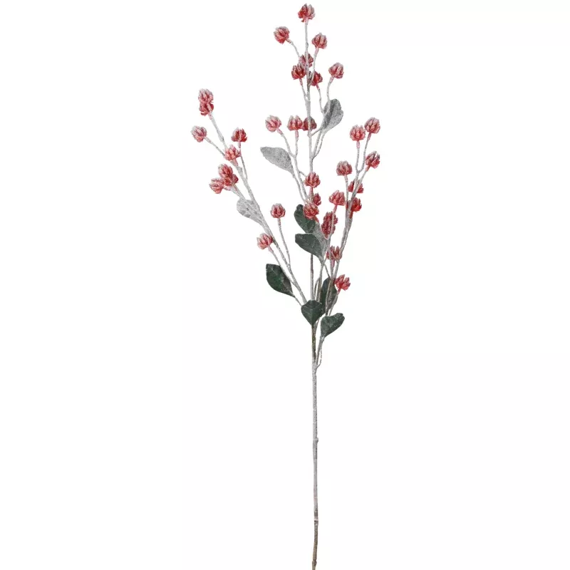 31″ Snow-Covered Red Seed Cluster Spray