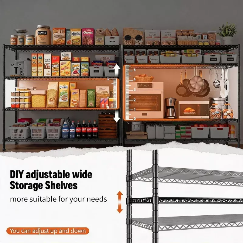 4-Tier Metal Storage Rack, 800 lb Adjustable Wire Shelving for Garage Kitchen Warehouse