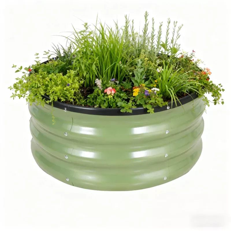 4x4x1ft Galvanized Raised Garden Bed Kit – Round Metal Planter Box – Open Base & Lightweight Steel – Corrosion Resistant & Stable – Vegetable & Herb Gardening