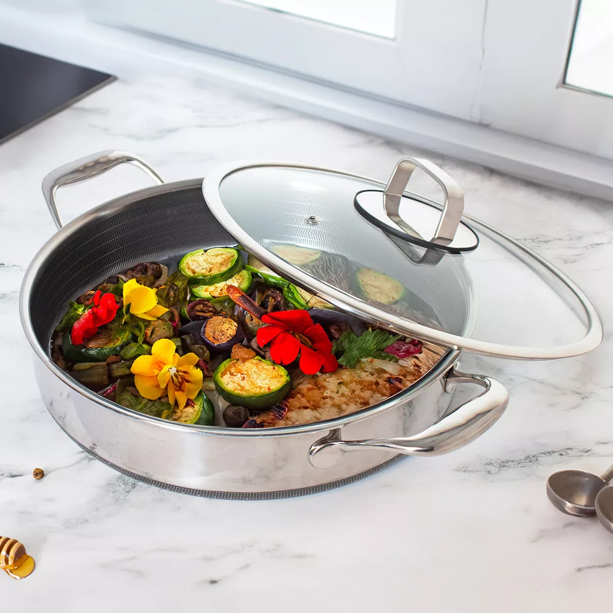 5-Quart Stainless Hybrid Nonstick Saute Pan with Lid