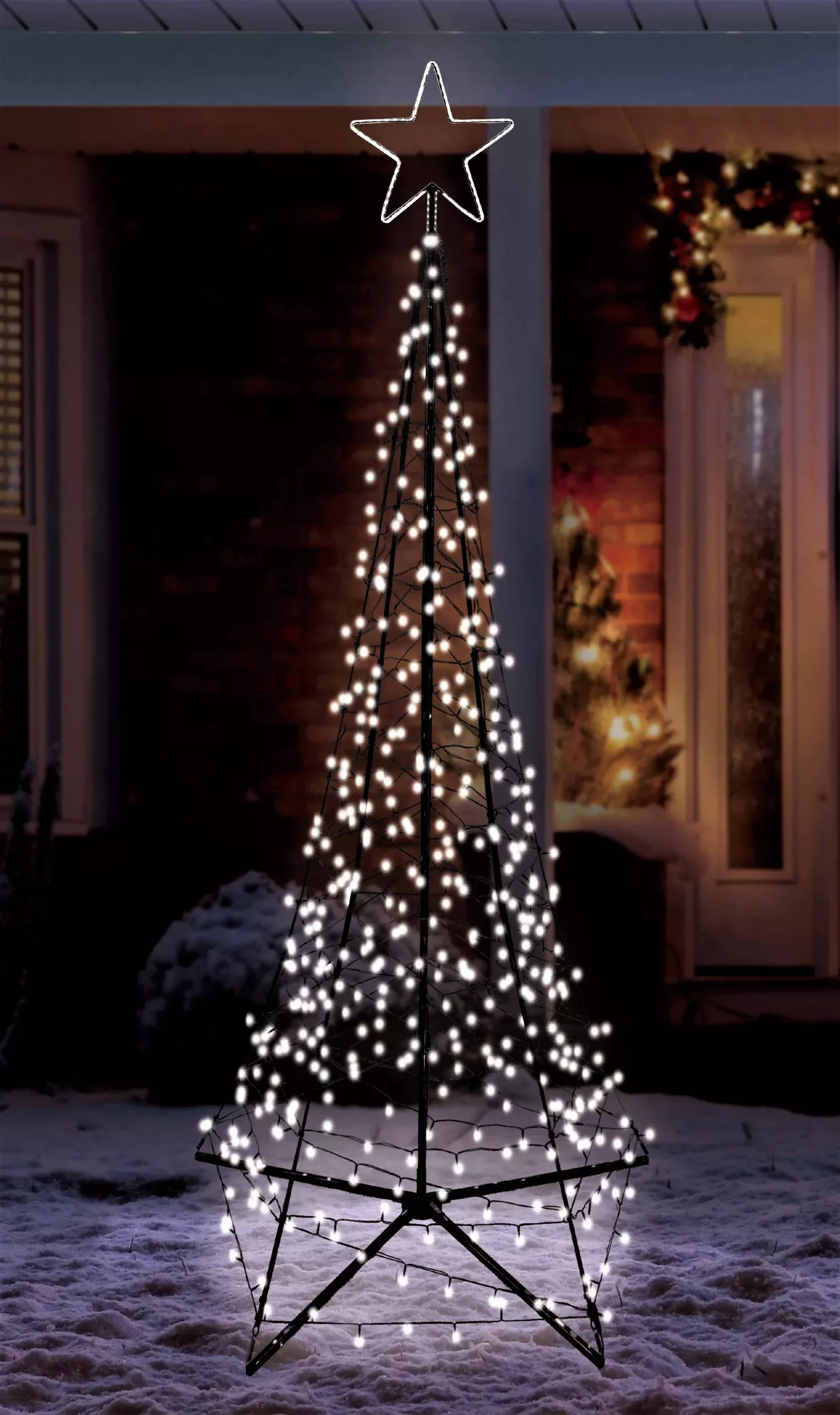 9′ LED Spire Tree With Star Yard Art Decoration