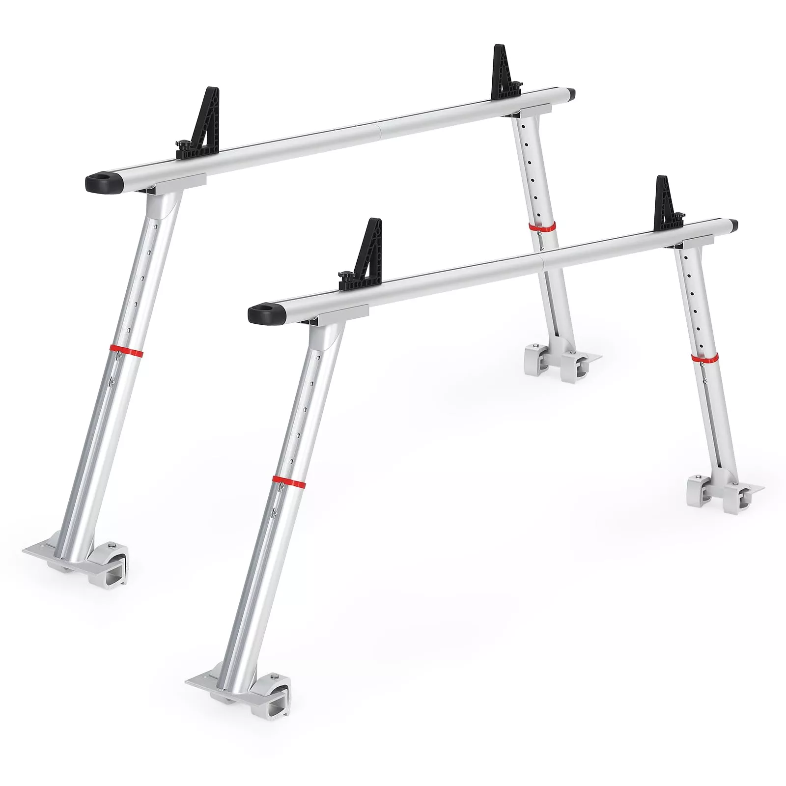 Adjustable Aluminum Truck Rack 35.471″, 800 lbs Capacity Two-Bar Ladder Rack with 8 No-Drill C-Clamps, Heavy-Duty Pickup Bed Support for Kayak, Surfboard, Lumber & Ladders – Black