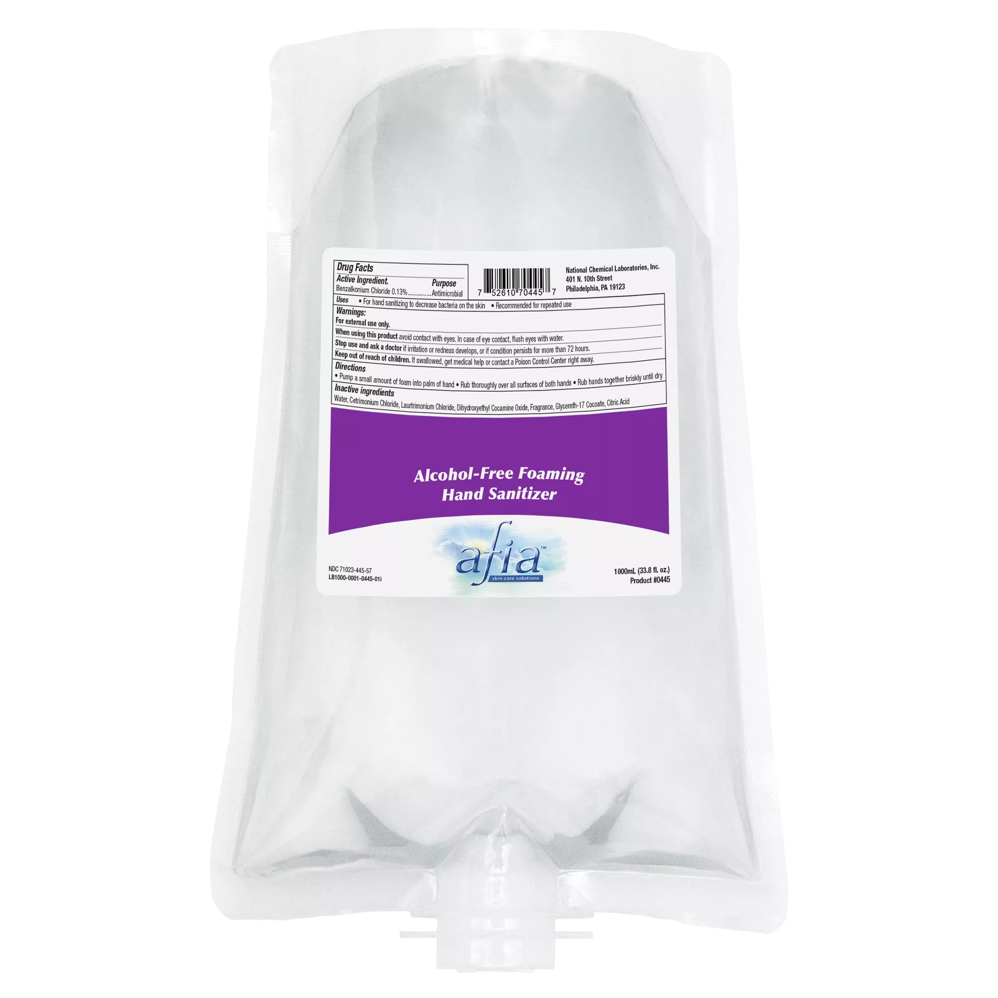 “Afia Alcohol-Free Foaming Hand Sanitizer with Benzalkonium Chloride | FDA-Approved, Skin-Friendly Germ Protection – 1000mL (6/CS) – (9,996 Activations Per Case)