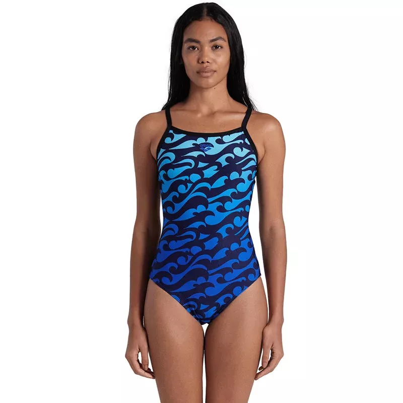 Arena – Surfs Up Light Drop Back Ladies Swimsuit – Black/Multi