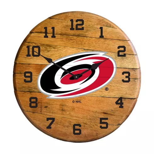 Carolina Hurricanes Oak Barrel Clock