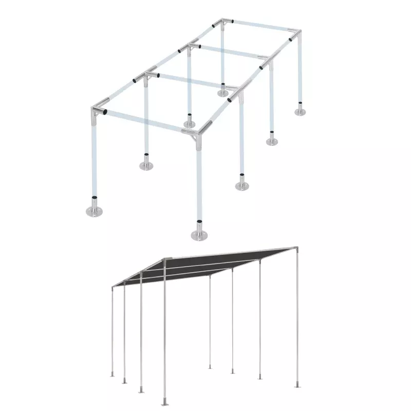 Carport Connector Kit for DIY Slant-Roof Shelters, Galvanized Steel Canopy Brackets for 8-Leg Frames, Sheds and Outdoor Projects