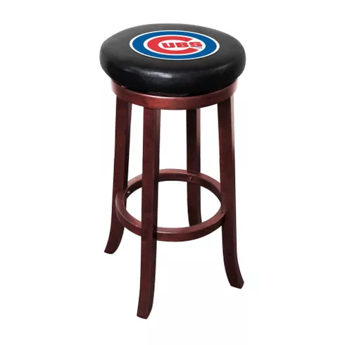 Chicago Cubs Mahogany Wood Bar Stool