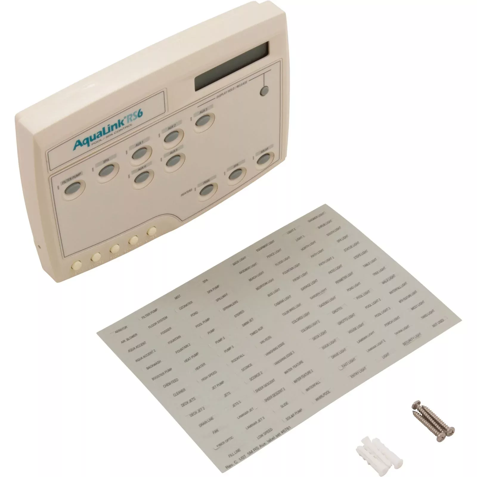 Control Panel, Jandy AquaLink RS All Button, 6 Function, P & S : 6888