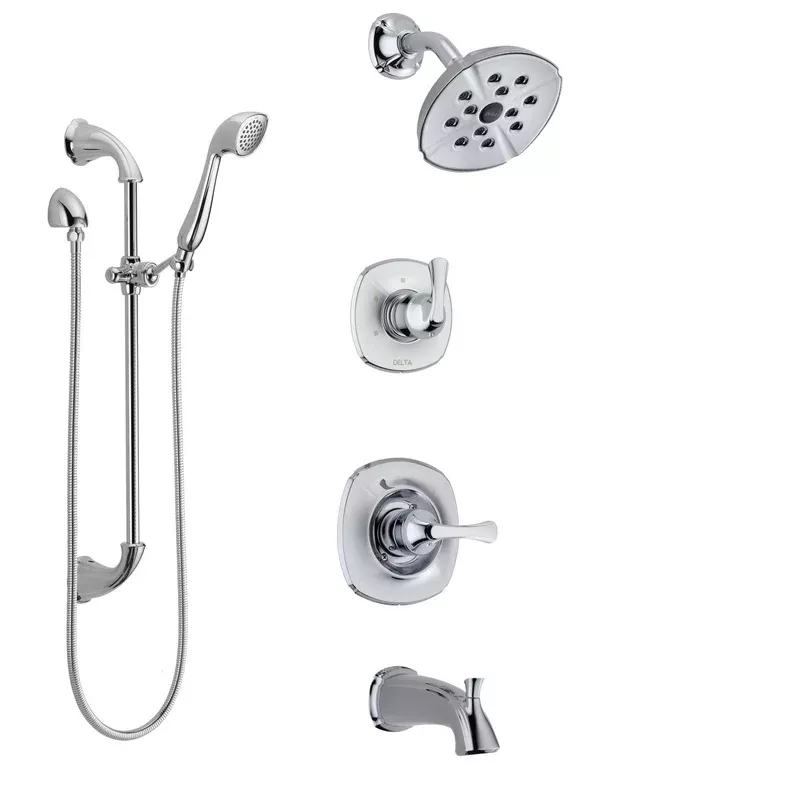 Delta Addison Chrome Finish Tub and Shower System with Control Handle, 3-Setting Diverter, Showerhead, and 3 Body Sprays SS144921