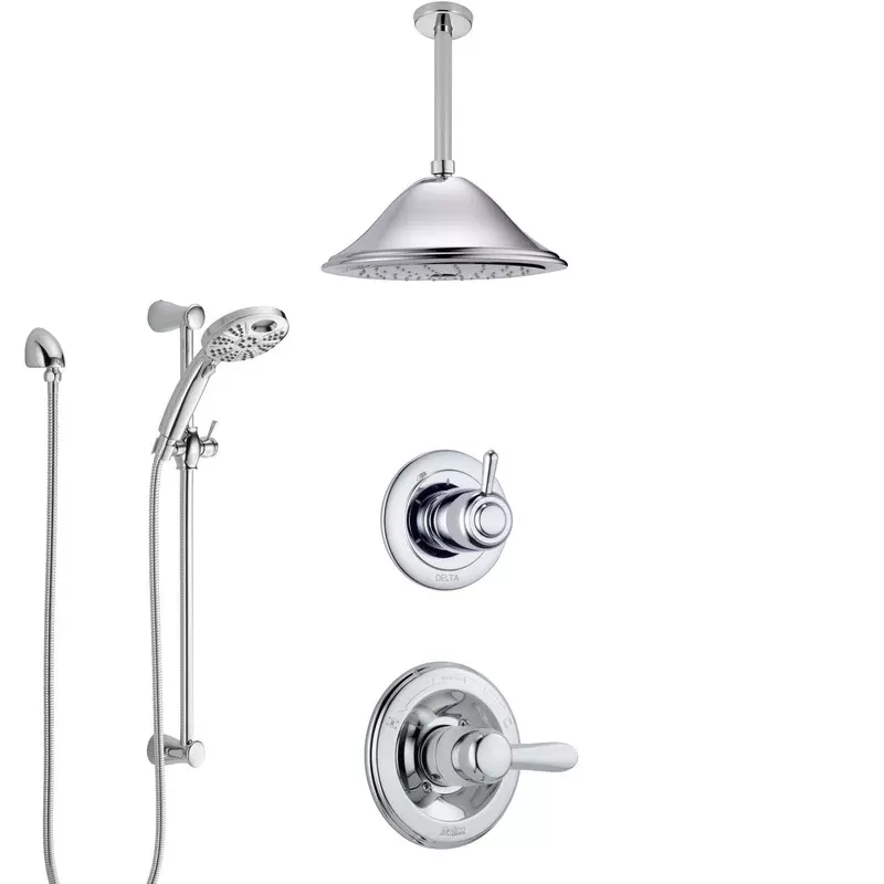 Delta Lahara Chrome Finish Shower System with Control Handle, 3-Setting Diverter, Showerhead, and 3 Body Sprays SS1423812