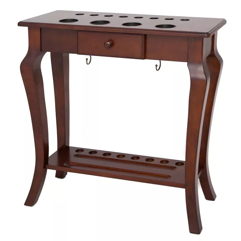 Deluxe 30-in Floor Billiard Cue Rack – Walnut Finish