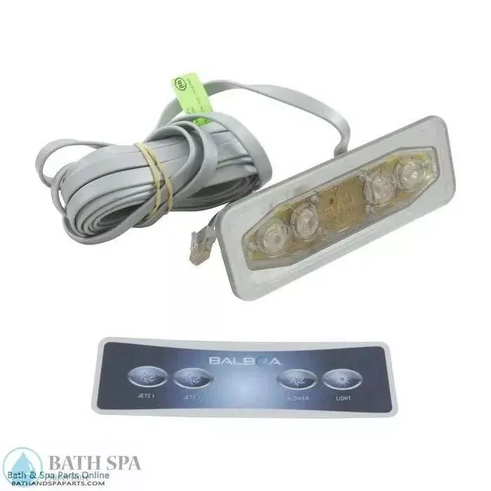 Hydro-Quip 4-Buttom Spa Topside Control Panel[Platinum B] [18 Ft] [P1,P2,Bl,Lt,Aux] (34-0228-K)