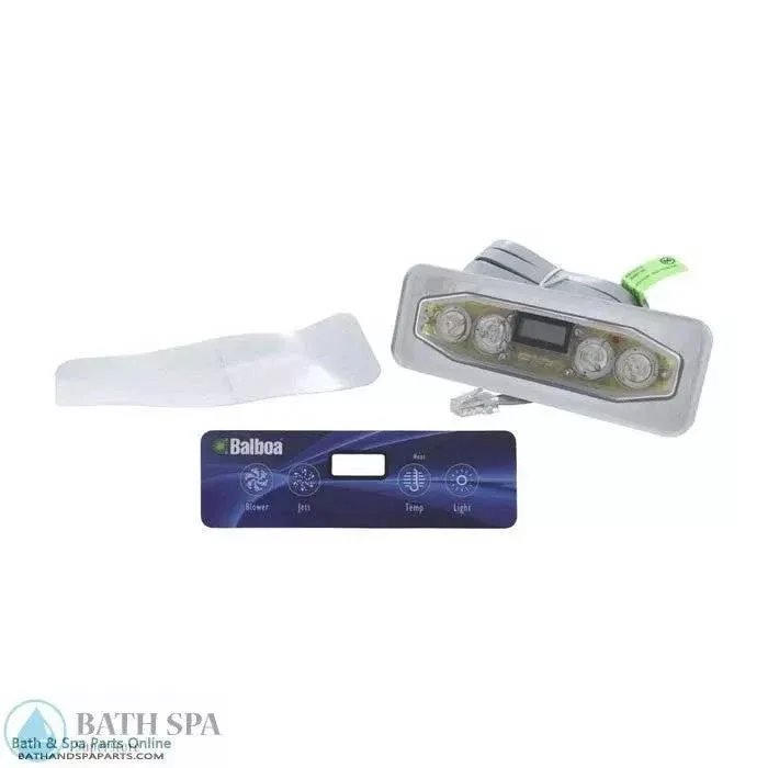 Hydro-Quip Eco-401 4-Button Spa Topside Control Panel [P1/Bl/Lt/Temp] [Rectangle] [7 Ft. Cord] (34-0226B)