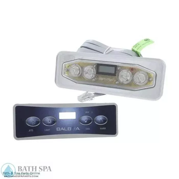Hydro-Quip Eco-401 4-Button Spa Topside Control Panel [P1/Lt/Temp] [Rectangle] [7 Ft. Cord] (34-0226A)