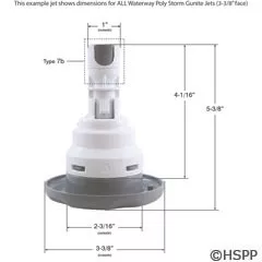 Jet Insert WW Poly Storm Gunite 3-3/8 In Multi Massage Textured Scal Gray 212-8537 G