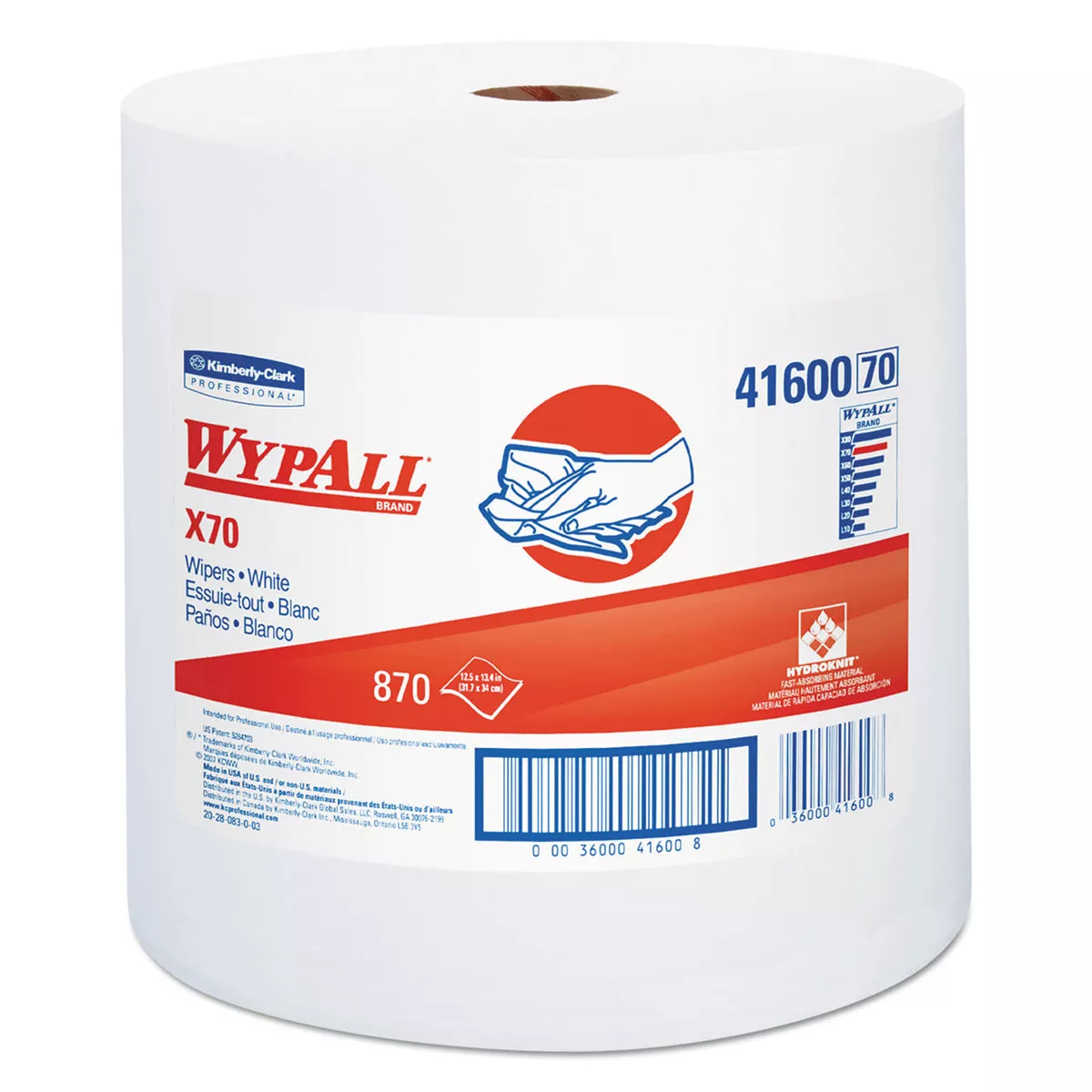 KC WypAll X70 White Disposable Wipes on a Roll (#41600) – Case of 870