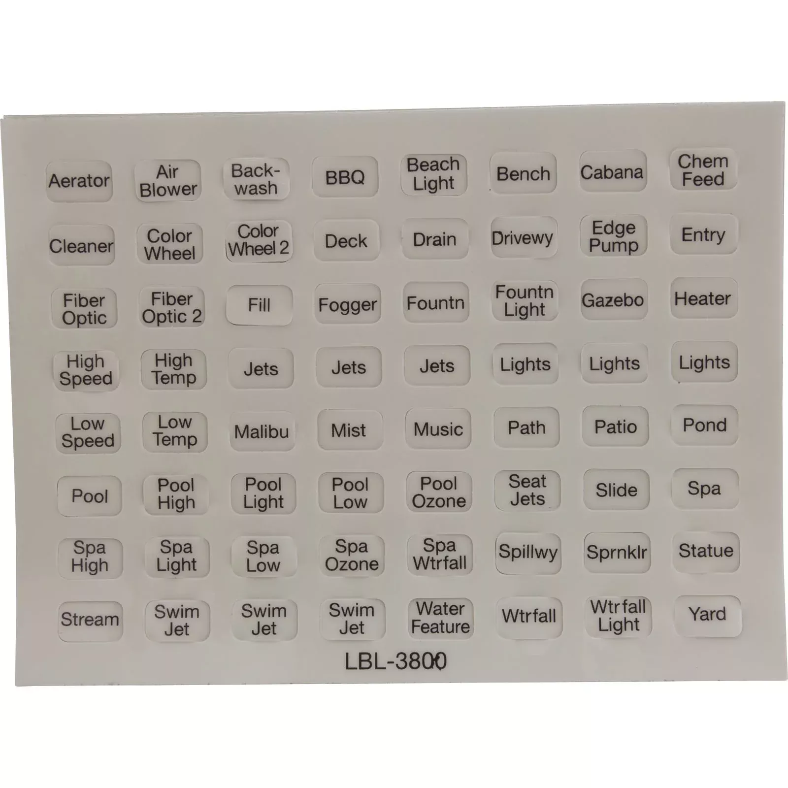 Label, Pentair, Compool, Indoor Control Panel, CP3800 : LBL3800