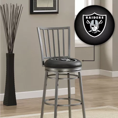 Las Vegas Raiders Pewter 25" Swivel Bar Stool w/ Back