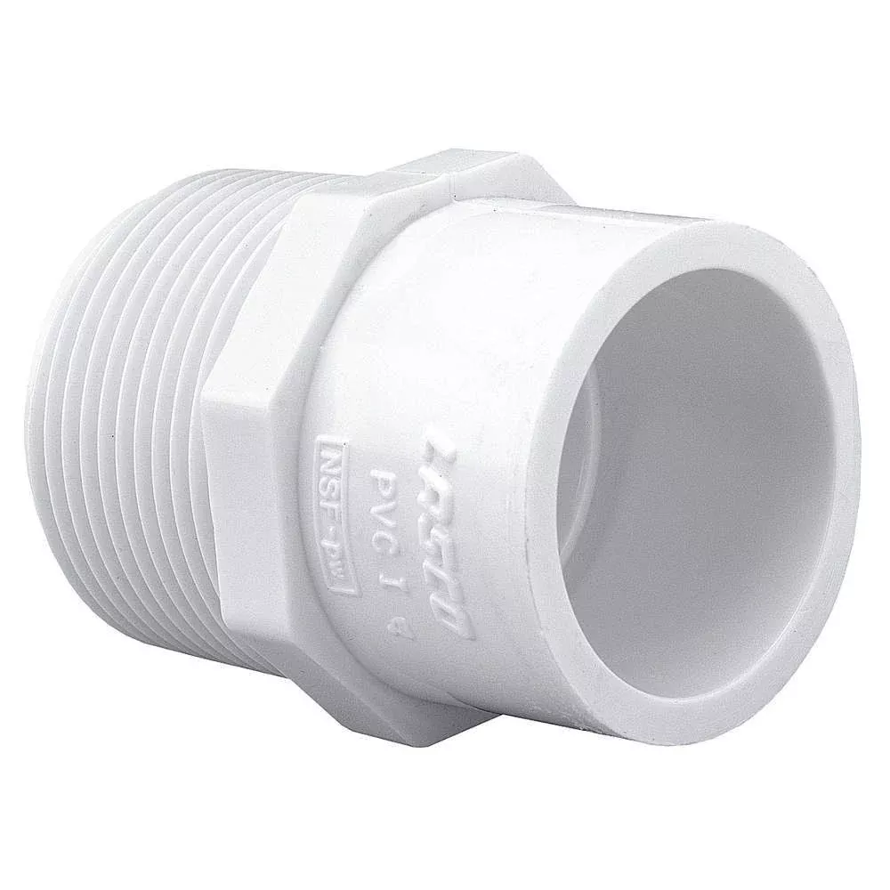 Lasco Reducing Adapter Bushing, White PVC, Sch. 40, 2 inch MIPT x 1.5 Inch Socket SLIP (436-251)