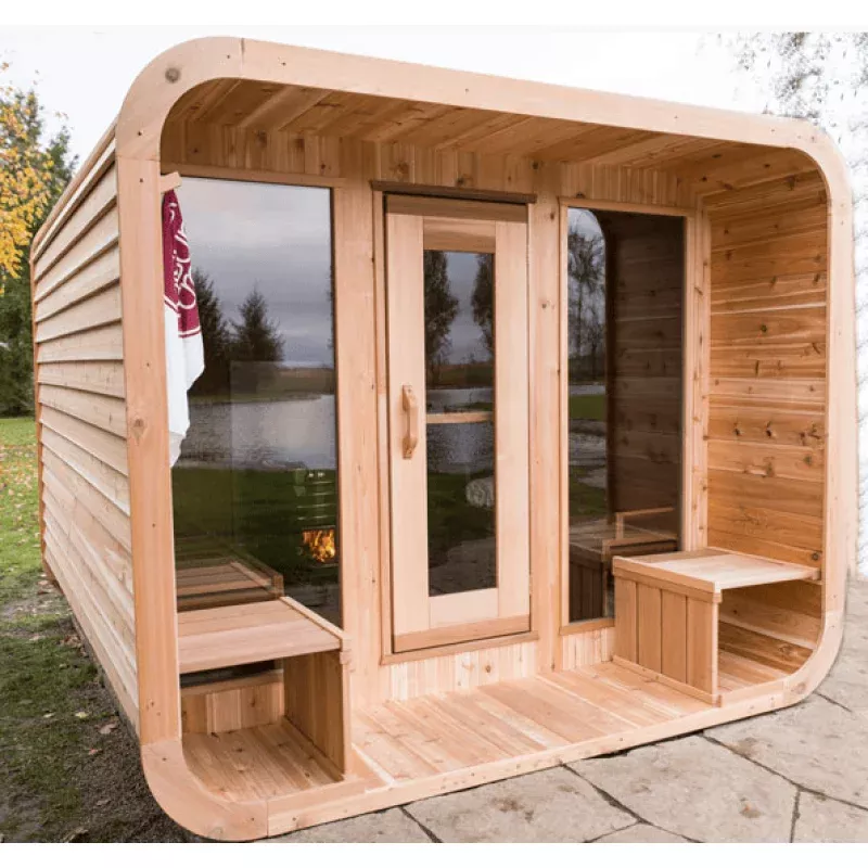 Leisurecraft – Luna Sauna with Porch 8’x8′ | Knotty Cedar