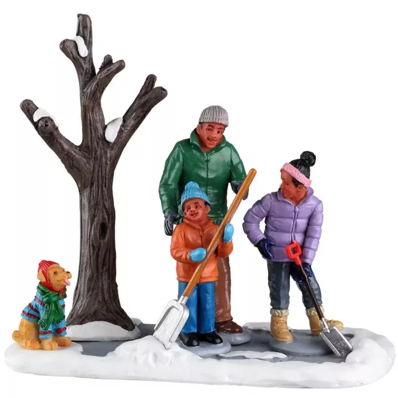 Lemax Harvest Crossing Table Accent: Shoveling the Driveway #23594