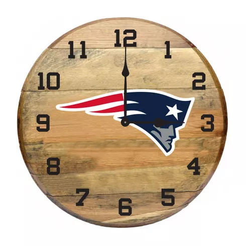 New England Patriots 21" Oak Barrel Clock