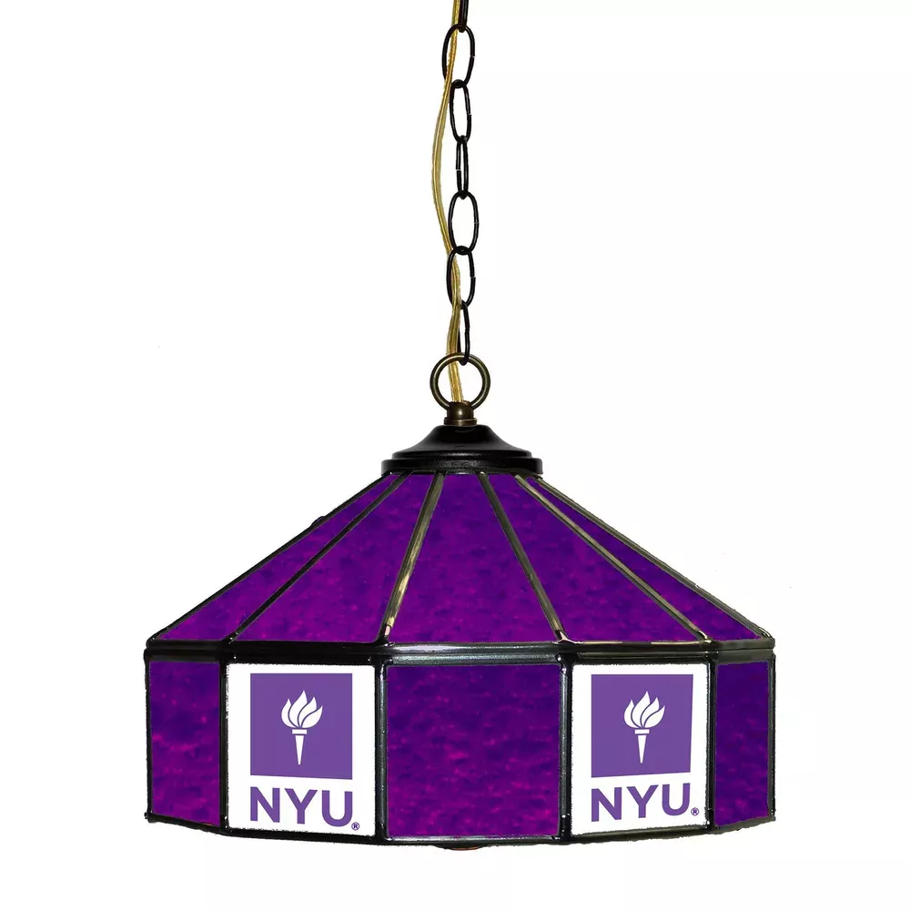NYU Violets 14-In. Stained Glass Pub Light