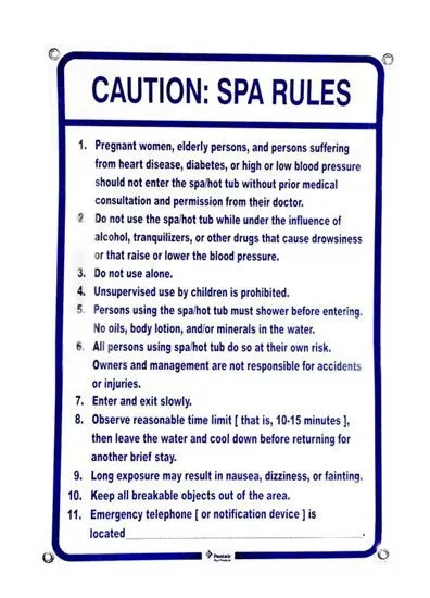 Pentair SPA RULES(NC) SIGN | R234200