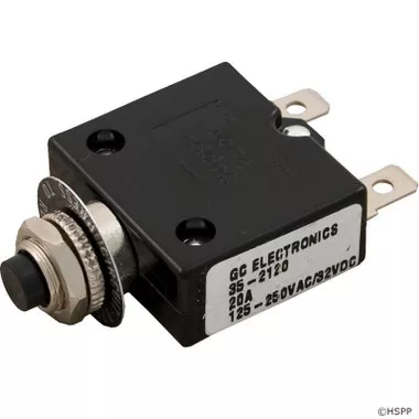Spa Circuit Breaker, Panel Mount, 20a, 120v