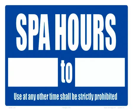 Spa Hours Sign – 12 x 10 Inch on Vinyl Stick-on (Customize or Leave Blank)