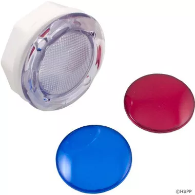 Spa Light Wall Fitting, 3 3/4" Hole Size, 5" Face, w/red & blue lenses