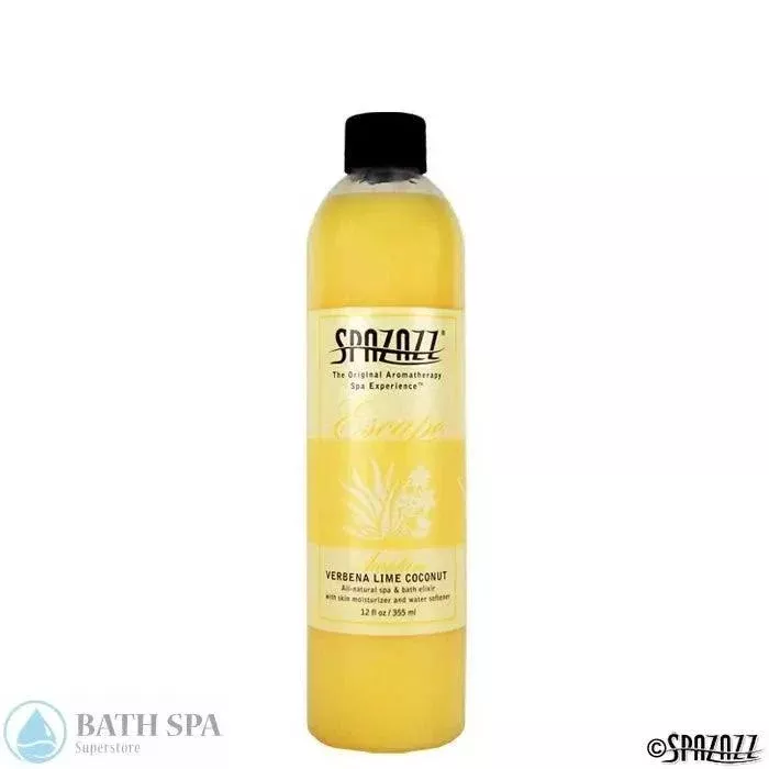 Spazazz Escape Verbena Lime Coconut Awaken Aromatherapy Elixir 12oz Bottle for Spa Bath Bliss
