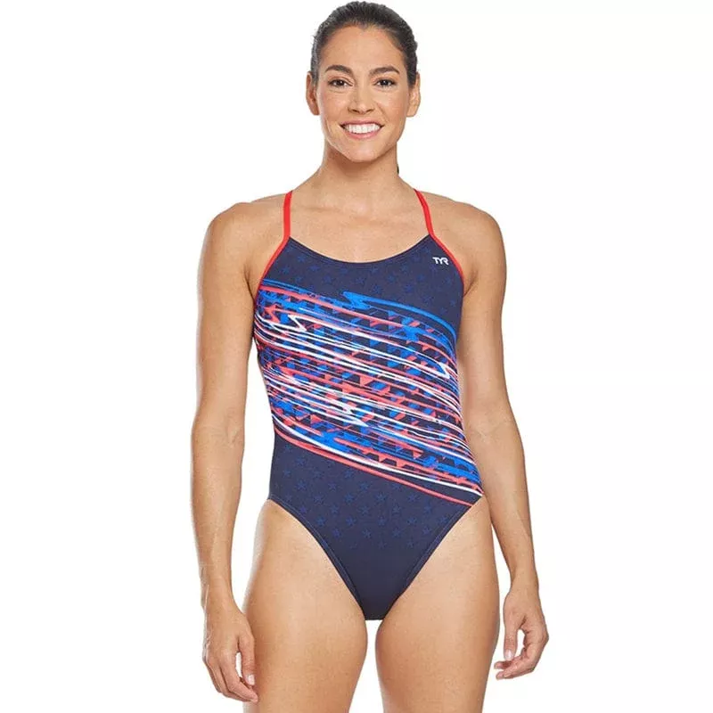 TYR – Victorious Cutoutfit Ladies Swimsuit – Red/White/Blue
