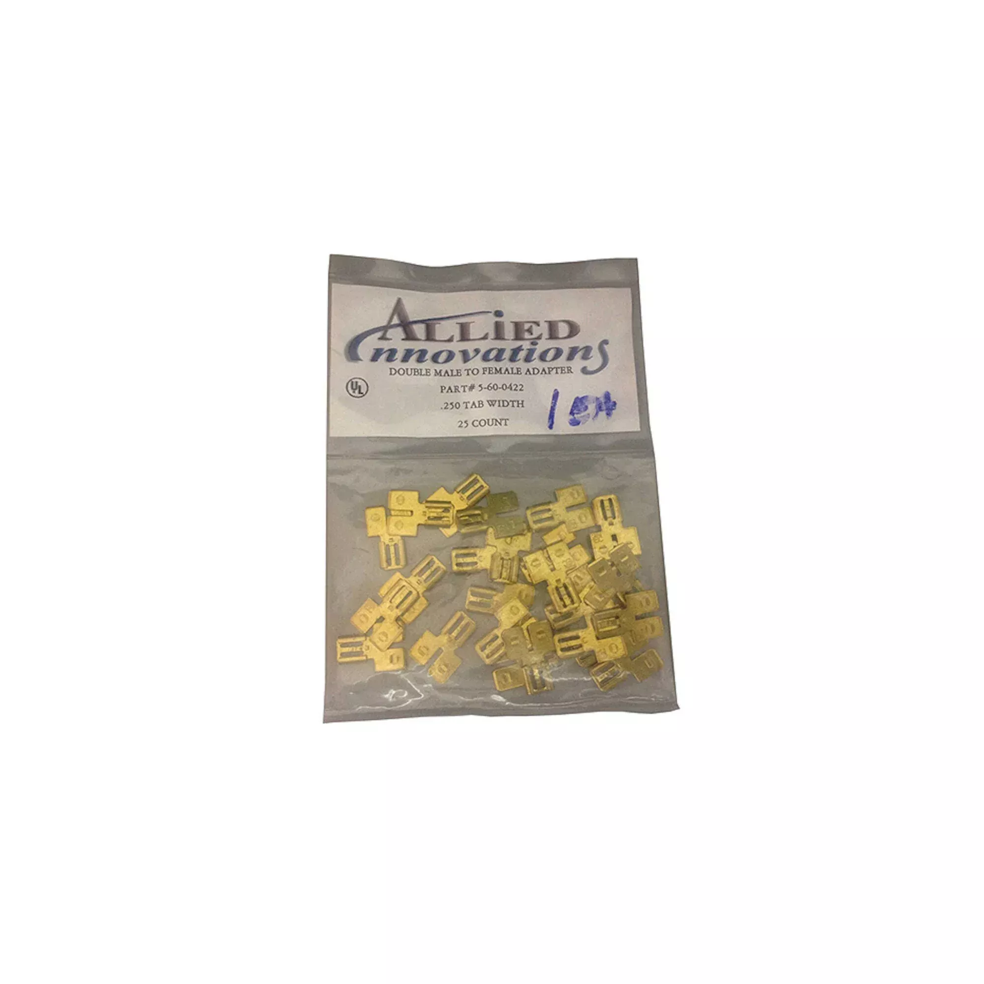 Wire Terminal, Male Disconnect, No.16-14, .250, Non Insulated, Blue, 25 Pack : DMED250B