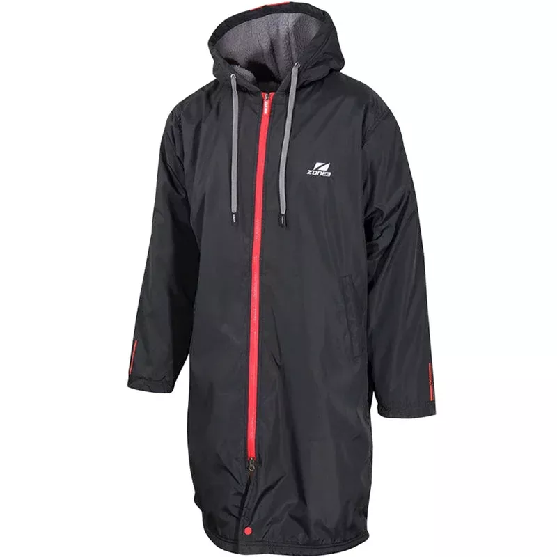 Zone3 – Polar Fleece Parka Robe Jacket – Black/Grey